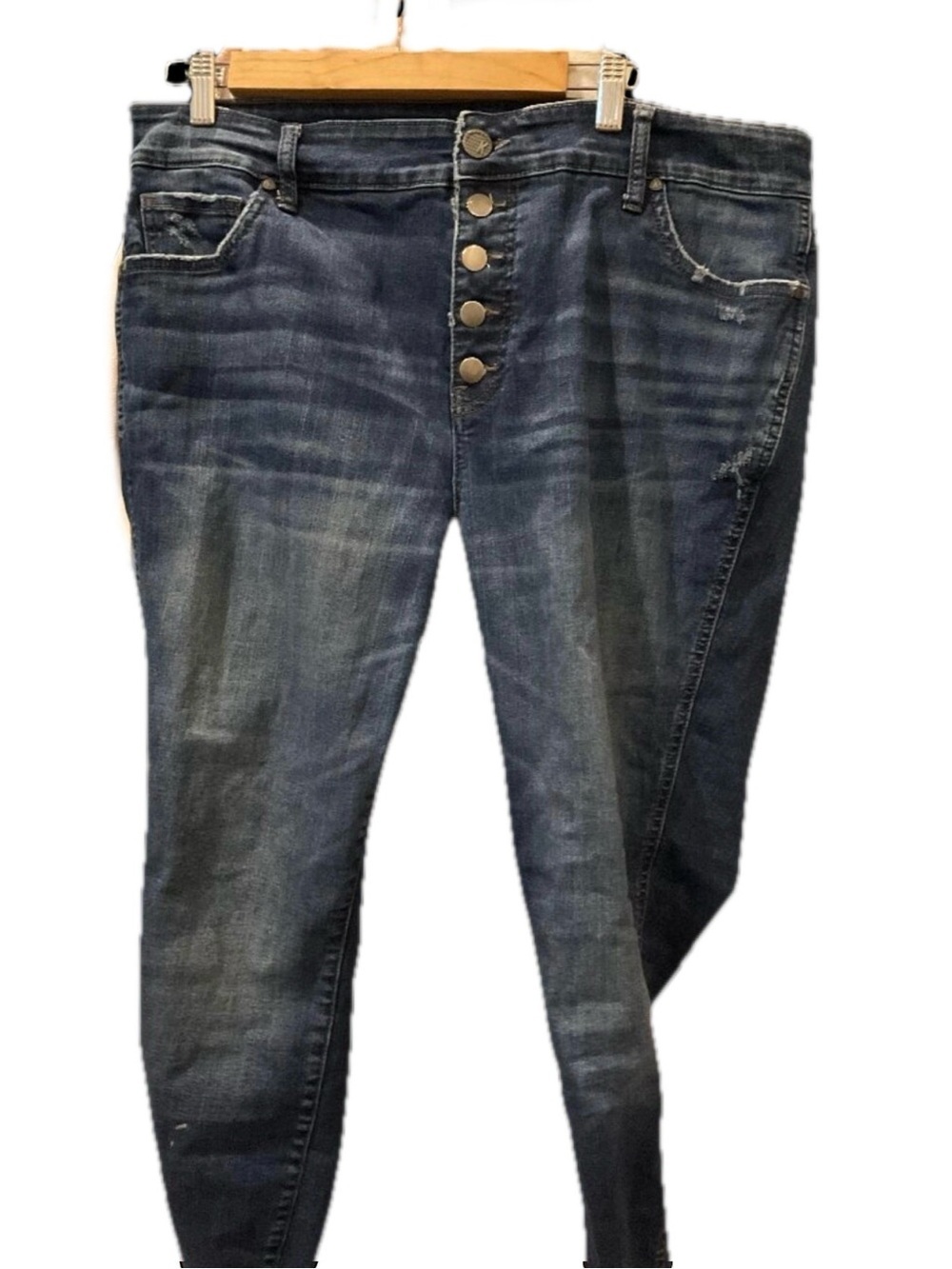 Kut from the Kloth High Rise Skinny Jeans | Dark Wash | Button Fly | Size 14 | L